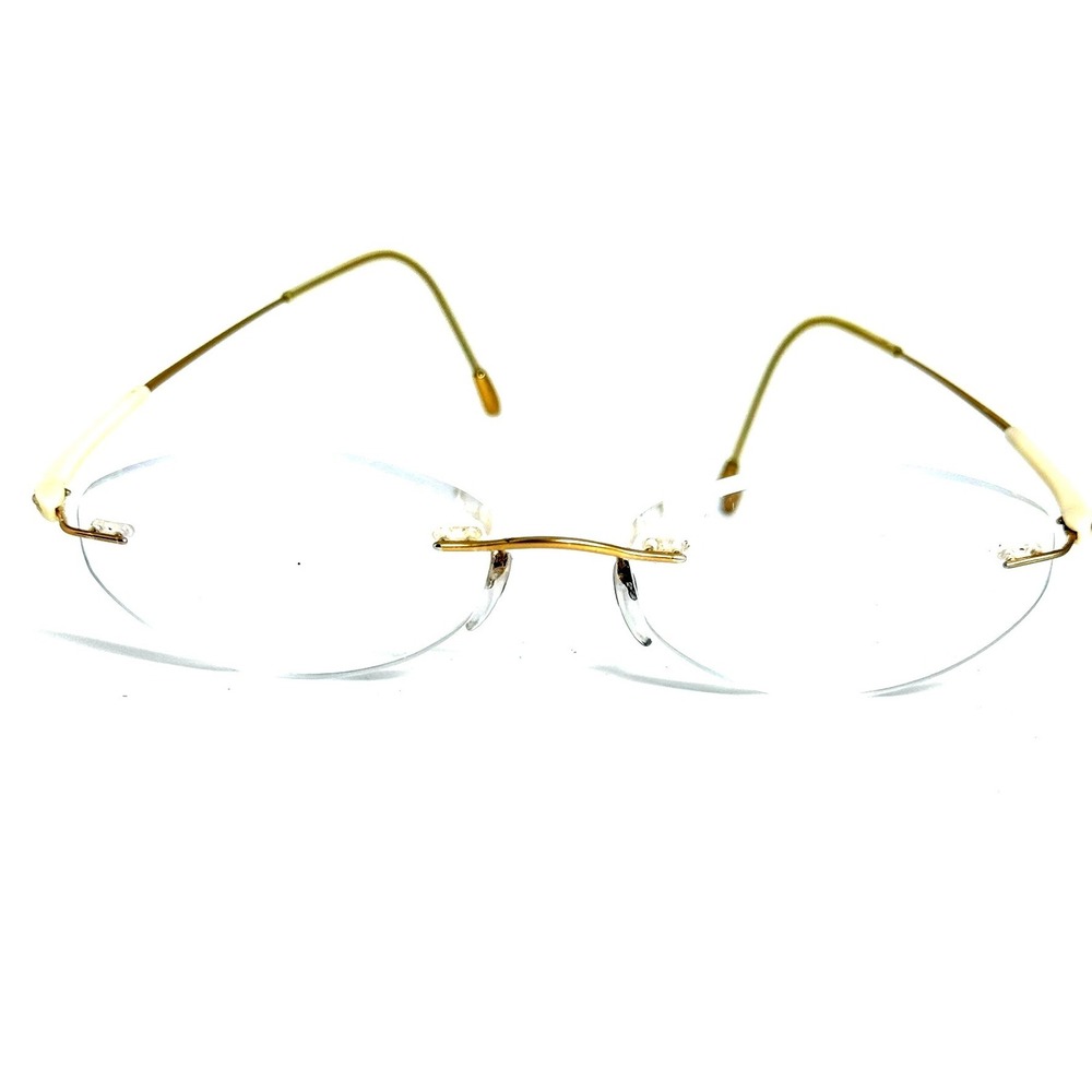 Rimless Oval Eyeglasses Gold Tone Thin Wire Frame Minimalist Clear Lens